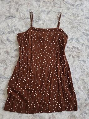 Forever 21 Brown Polka Dot Spaghetti Strap Mini Dress